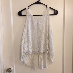 White lace applique SHE crop top